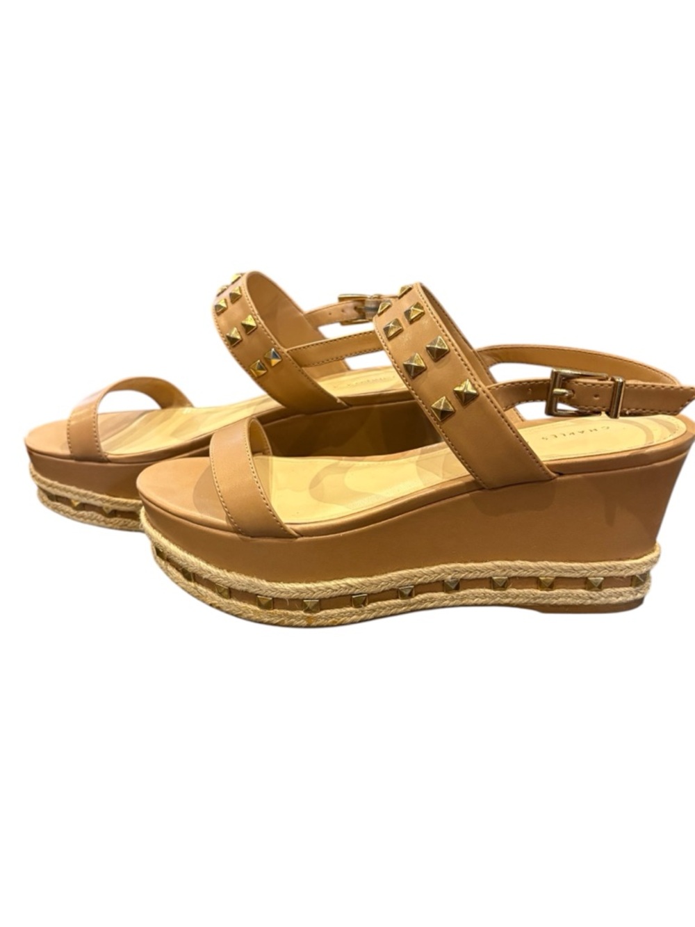 Charles & Keith Women's Tan Stud Espadrille Wedge Sandals, size 7